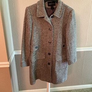 Moda International Women's Herringbone Coat - Black and Gray